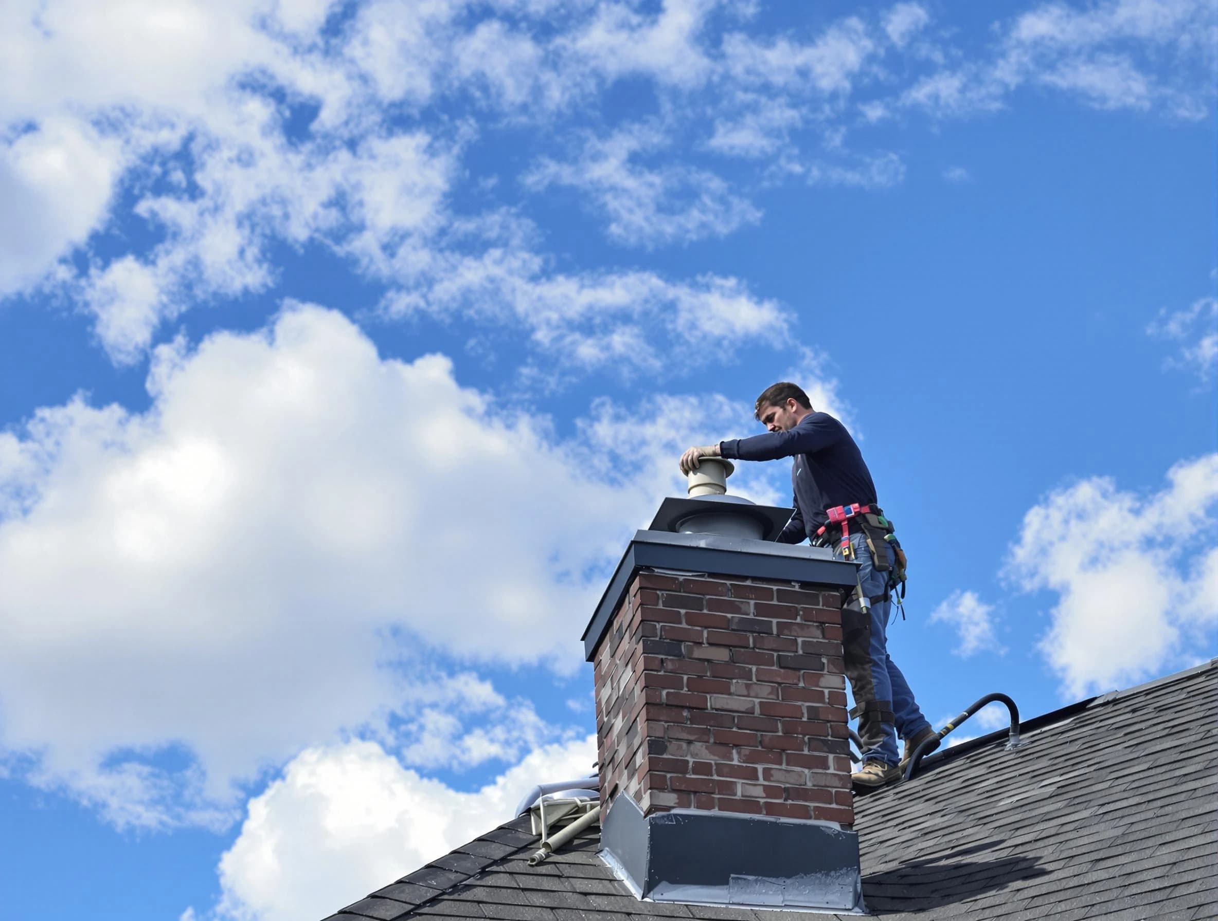 Trussville Chimney Sweep installing a sturdy chimney cap in Trussville, AL