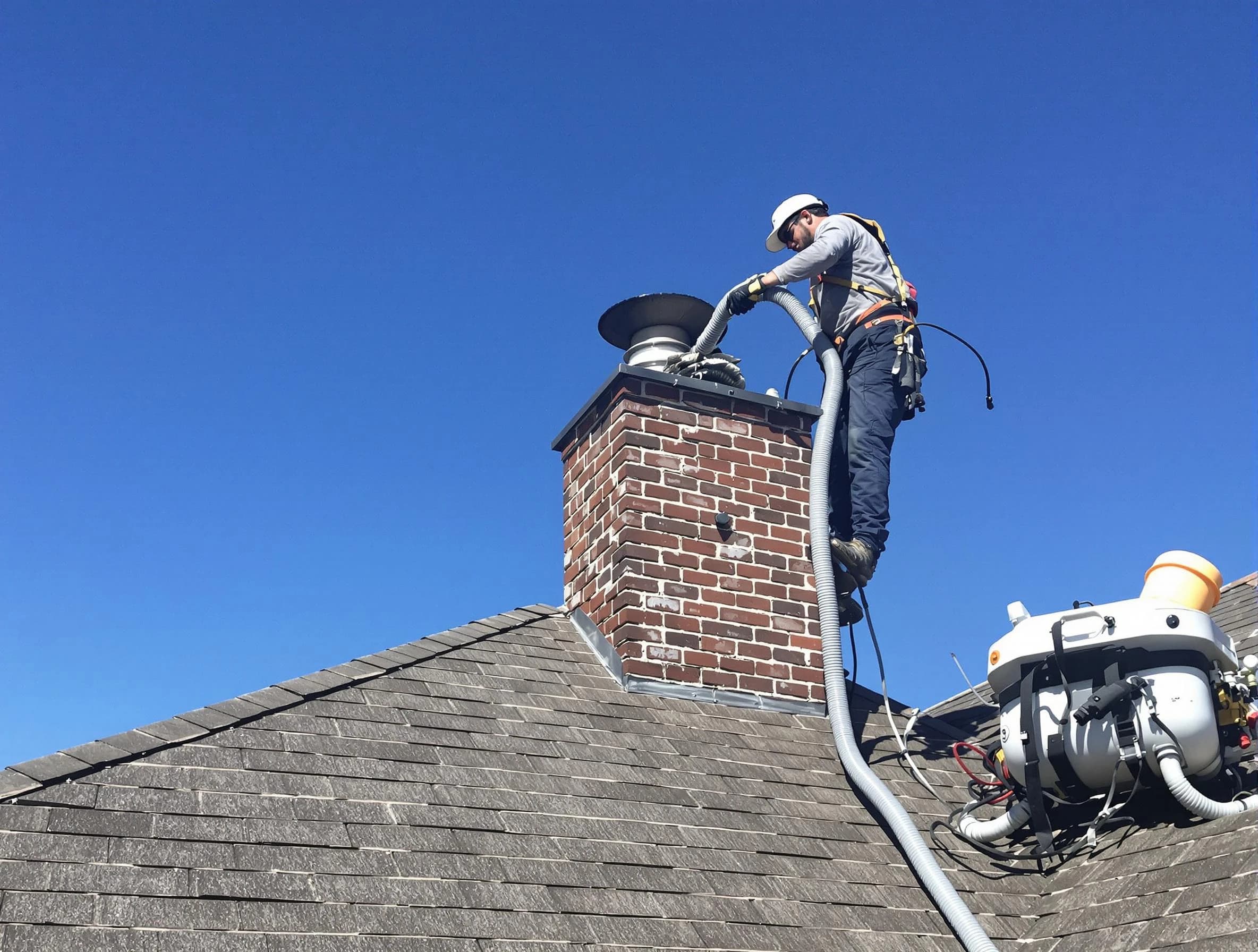 Dedicated Trussville Chimney Sweep team member cleaning a chimney in Trussville, AL