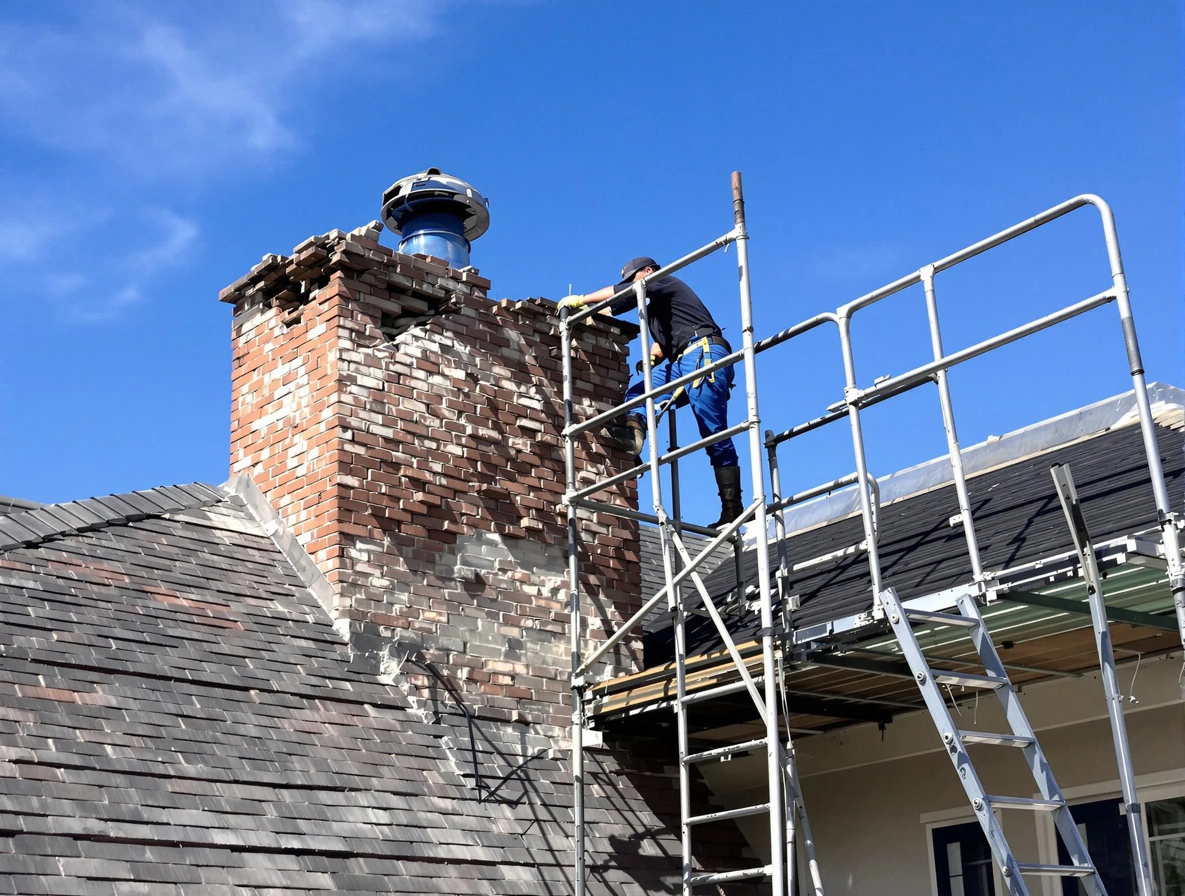 Rebuilding a chimney structure by Trussville Chimney Sweep in Trussville, AL