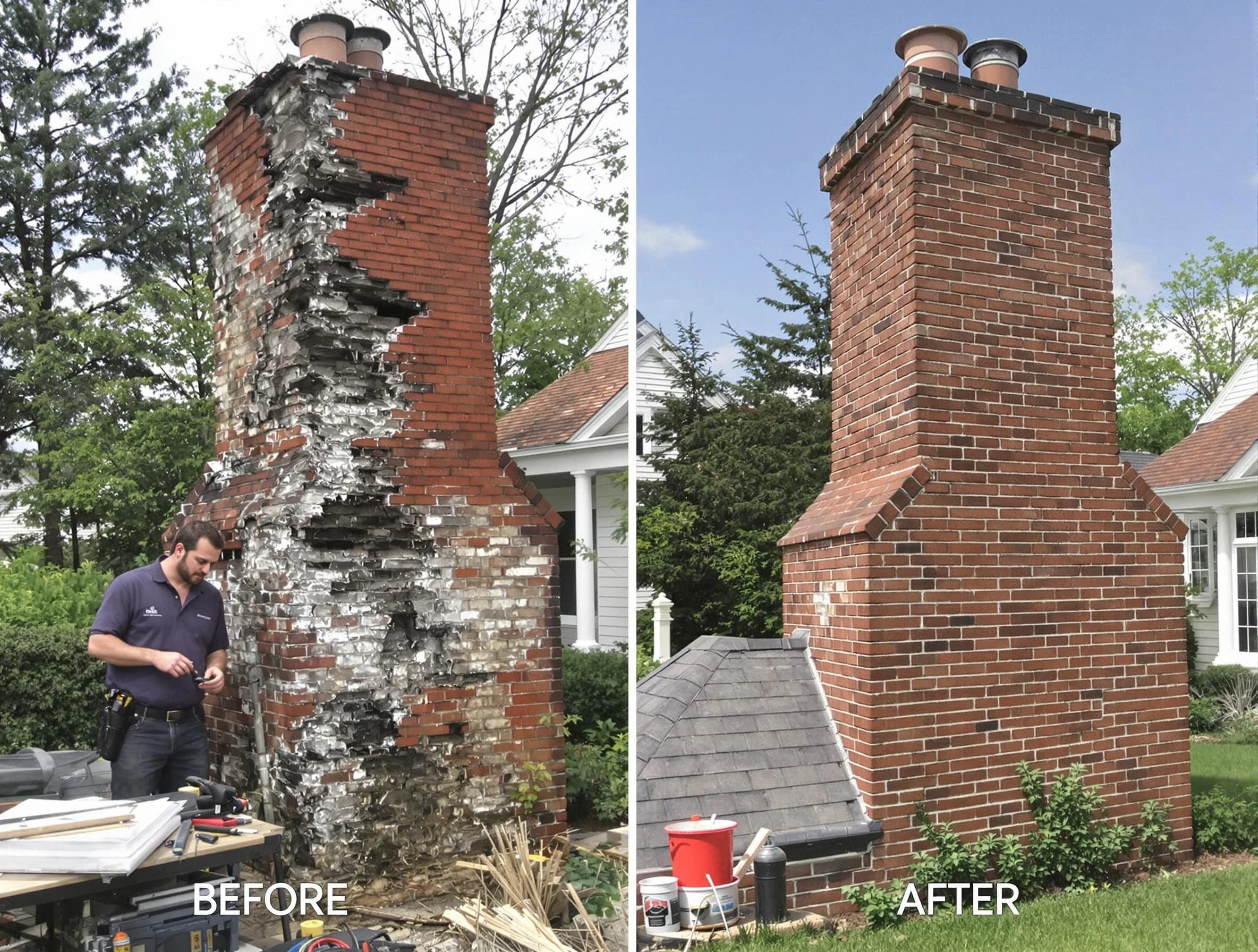 Trussville Chimney Sweep performing a full chimney restoration in Trussville, AL
