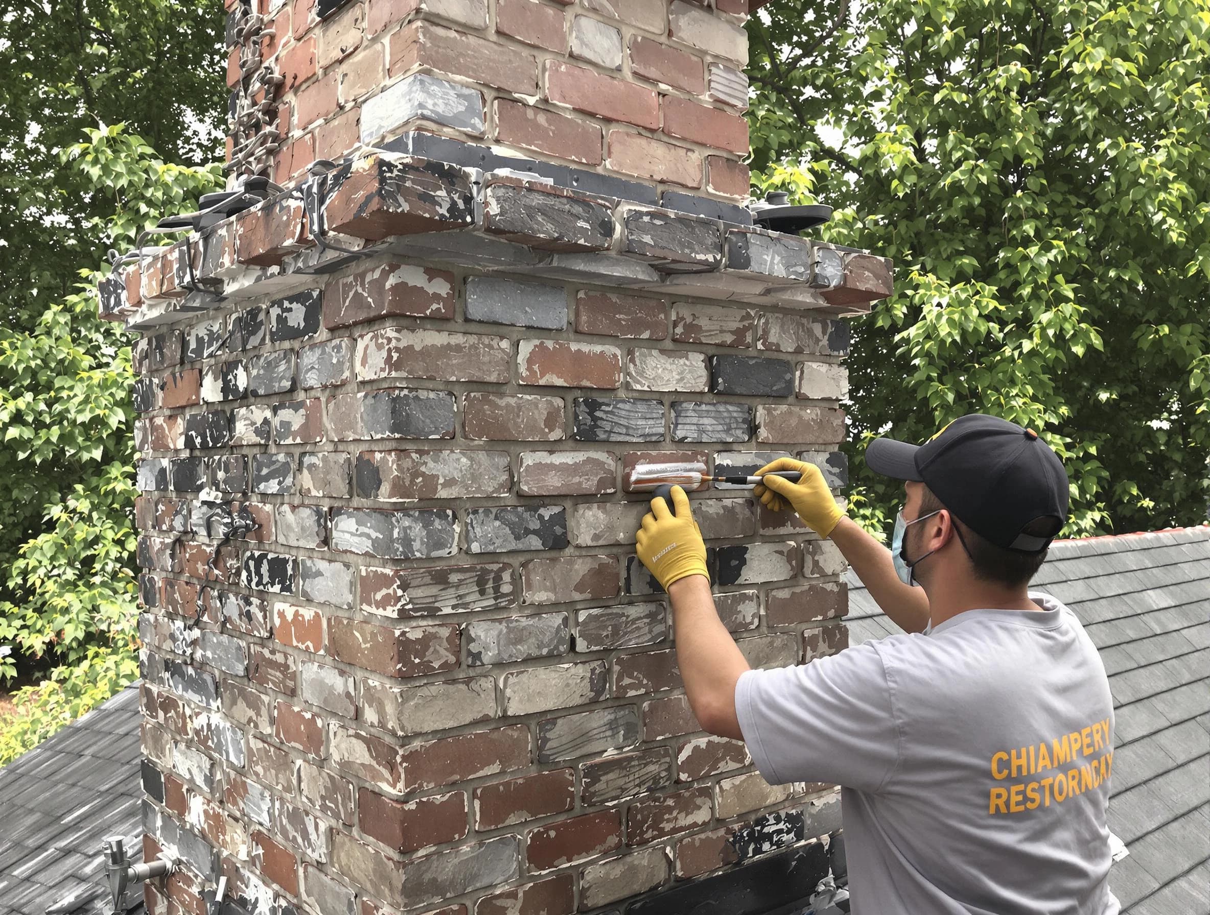 In-progress chimney restoration by Trussville Chimney Sweep in Trussville, AL