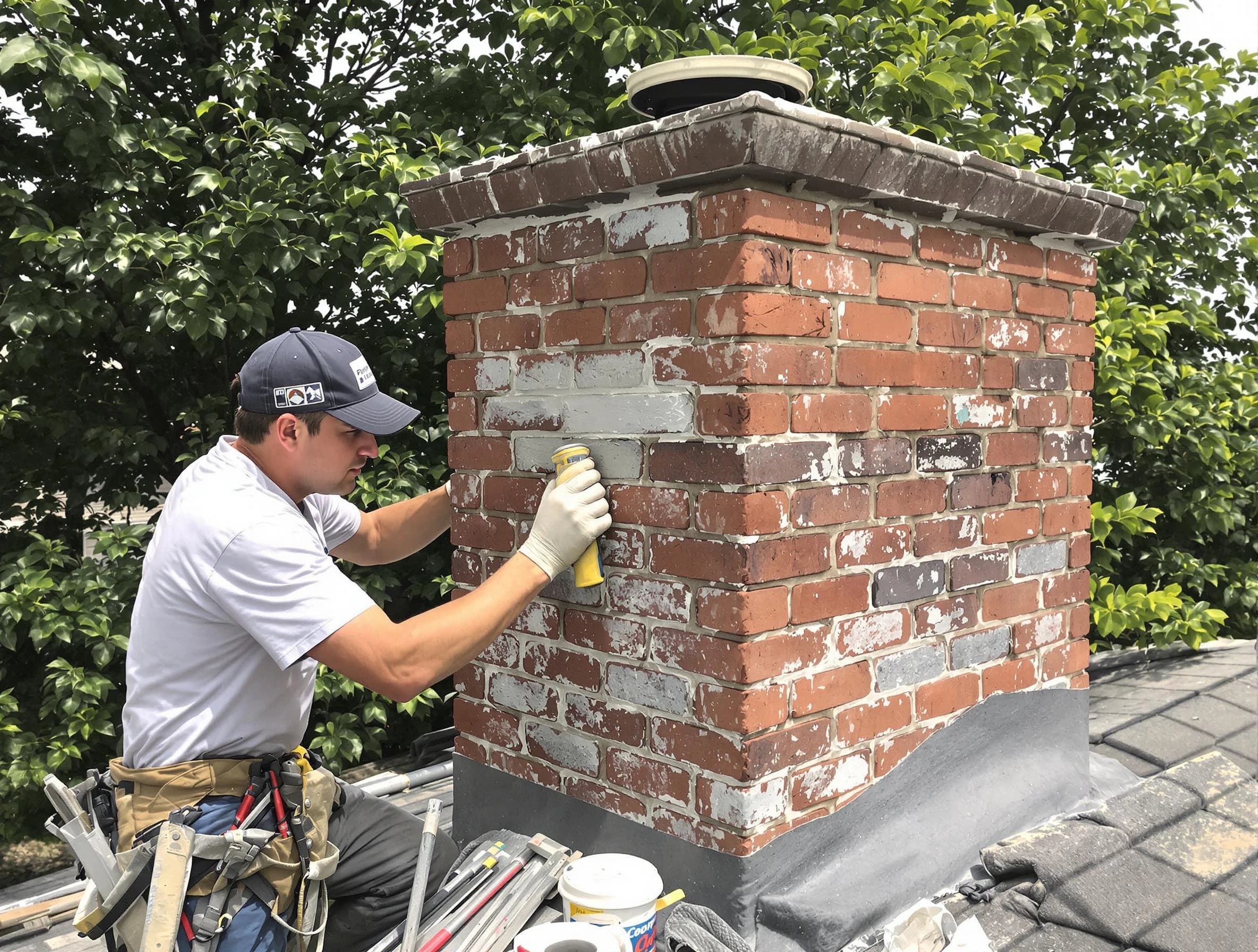 Trussville Chimney Sweep restoring an aging chimney in Trussville, AL
