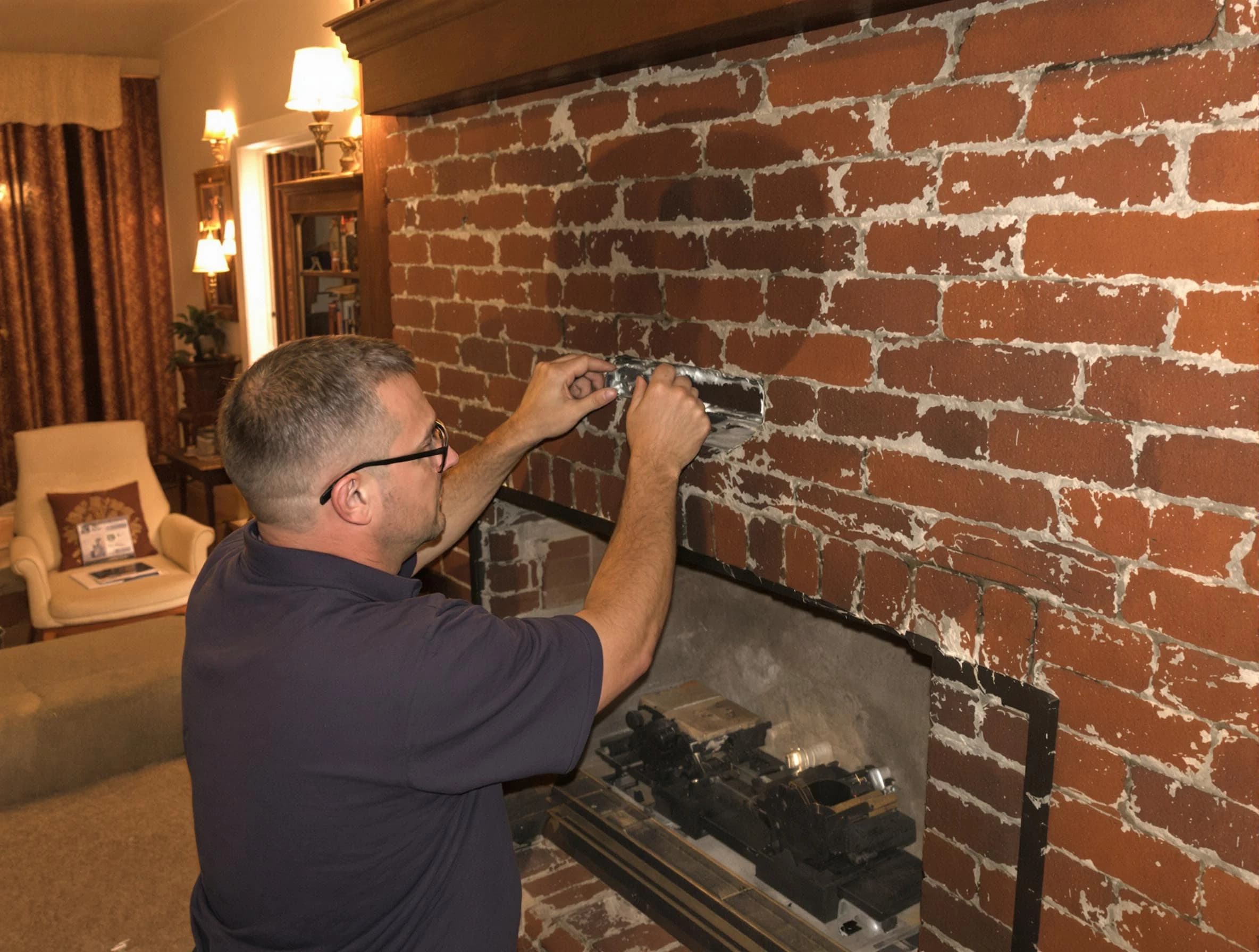 Trussville Chimney Sweep expert fixing a fireplace in Trussville, AL