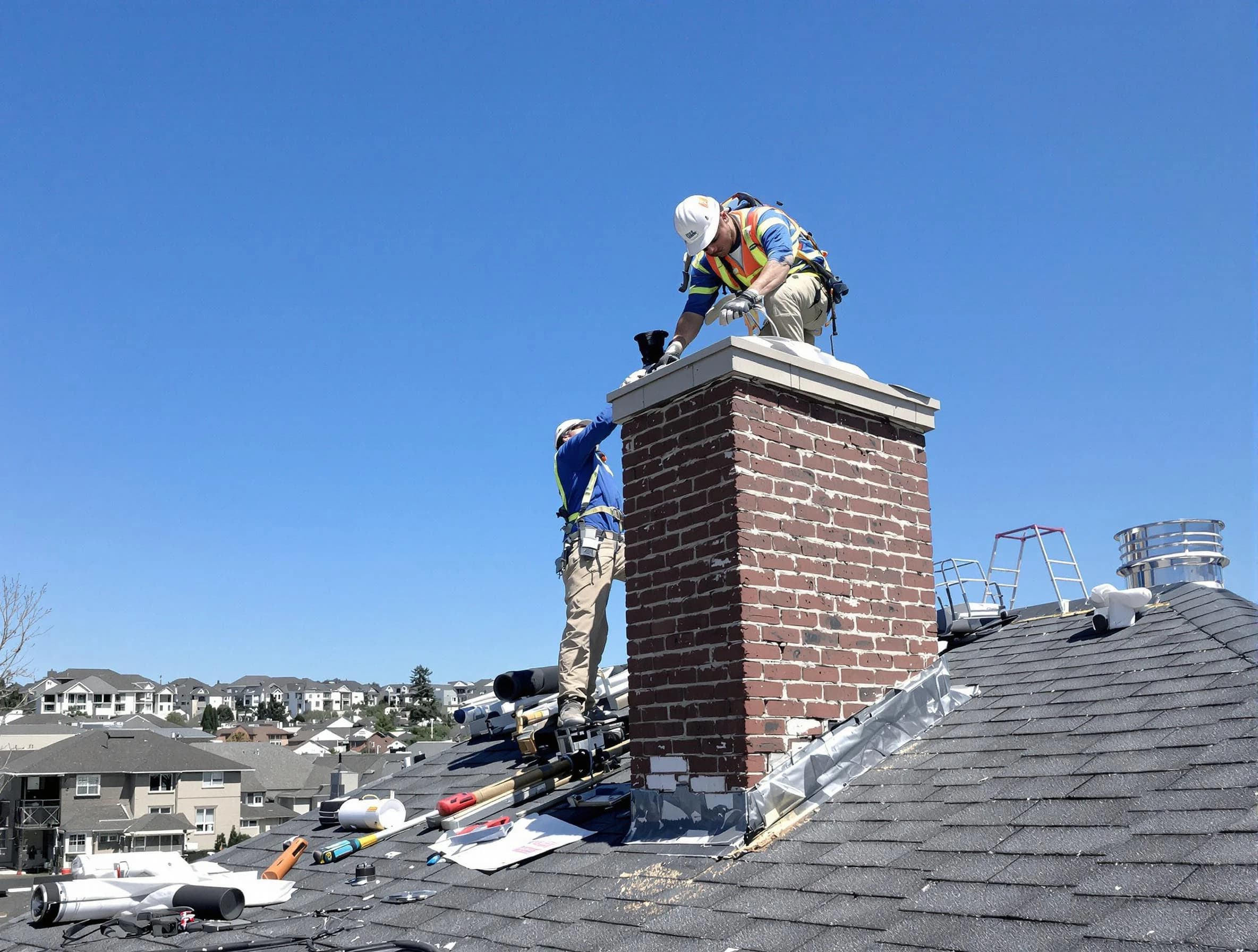 Trussville Chimney Sweep repairing a chimney crown in Trussville, AL