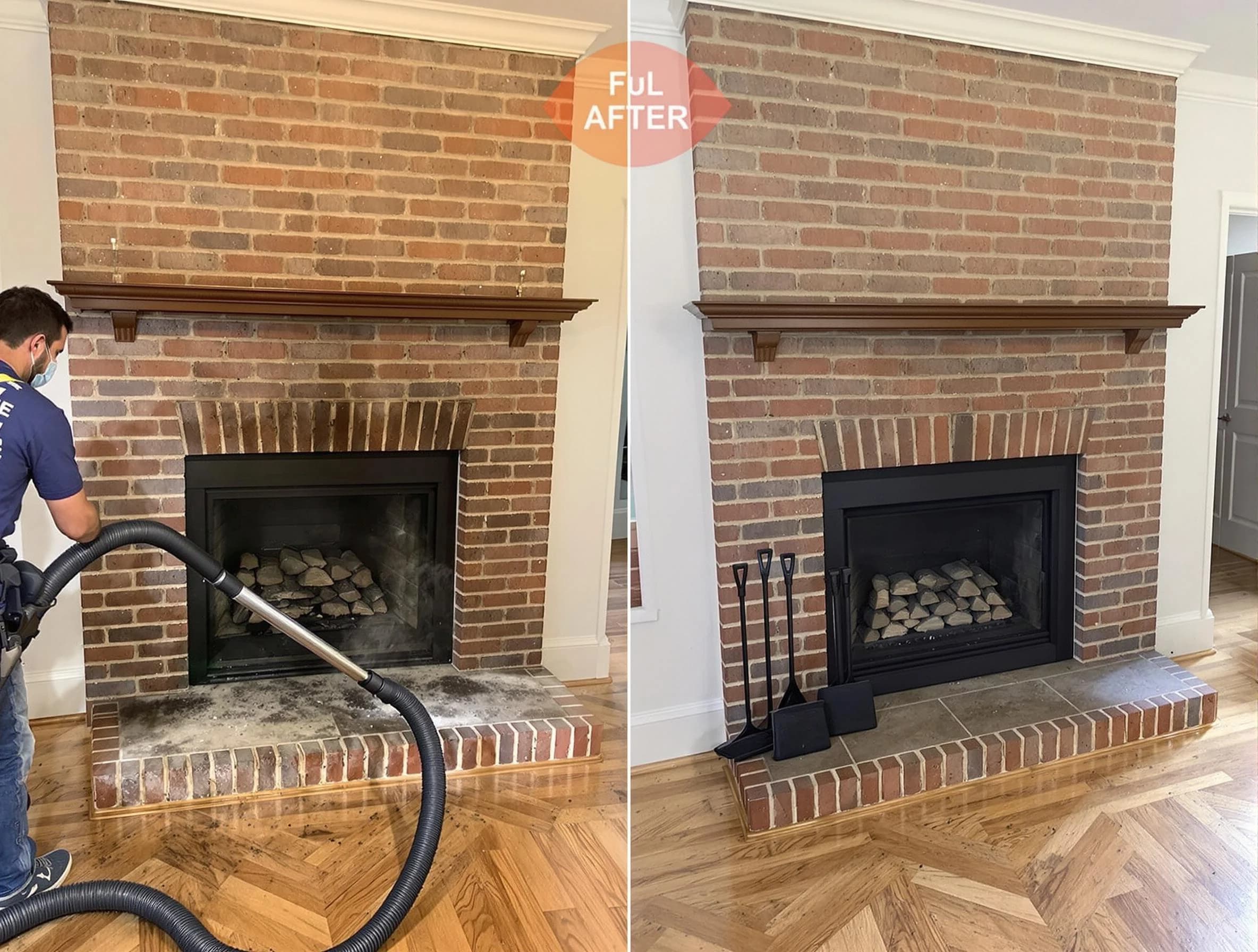 Trussville Chimney Sweep carefully sanitizing a fireplace in Trussville, AL